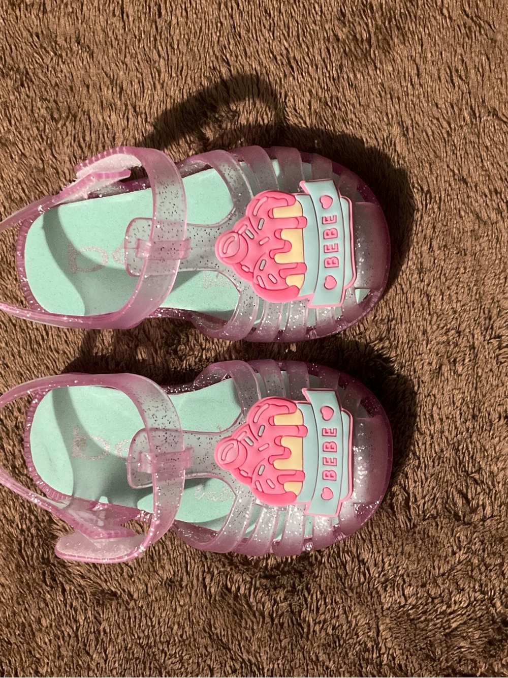 Bebe Pink Glitter Jelly Sandals